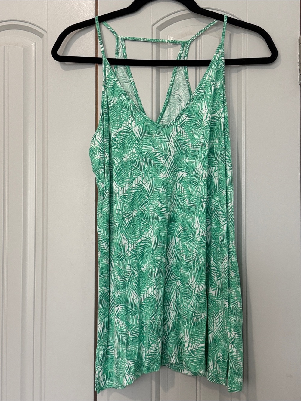 Old Navy White Dress with Green Palm Print